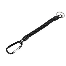 Retractable Spring Elastic Rope Security Gear Tool Anti Lost Keychain Fishing LanyardBlack (Color: black)