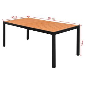 vidaXL Garden Table Brown 185x90x74 cm Aluminium and WPC (Option: as picture)