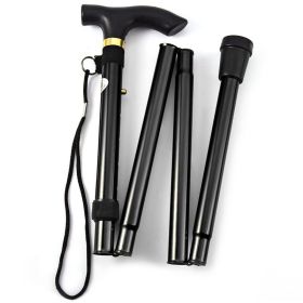 Foldable Lightweight Walking Stick; Trekking Pole With Rubber Tip; Adjustable Height (Color: black)