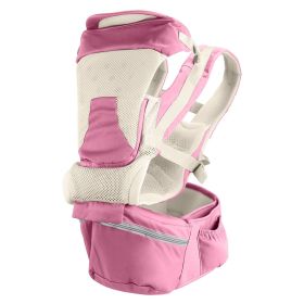 Multifunctional Baby Carrier With Hip Seat Head Hood Front Back Side Carrying All Position Ergonomic Adjustable Infant Carrier For 0-4 Years Old (Color: Pink)