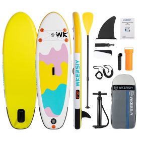 inflatable paddle board 8'  Kids Sup including sup paddle, paddleboard backpack, pump, leash (Color: yellow)