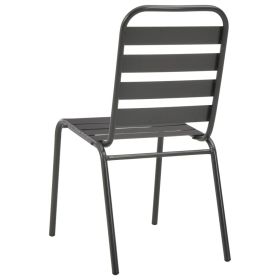 vidaXL Stackable Outdoor Chairs 2 pcs Steel Grey (Option: as picture)