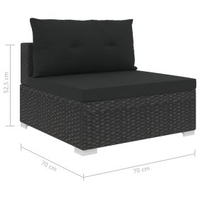 vidaXL 10 Piece Patio Lounge Set with Cushions Poly Rattan Black (Option: as picture)